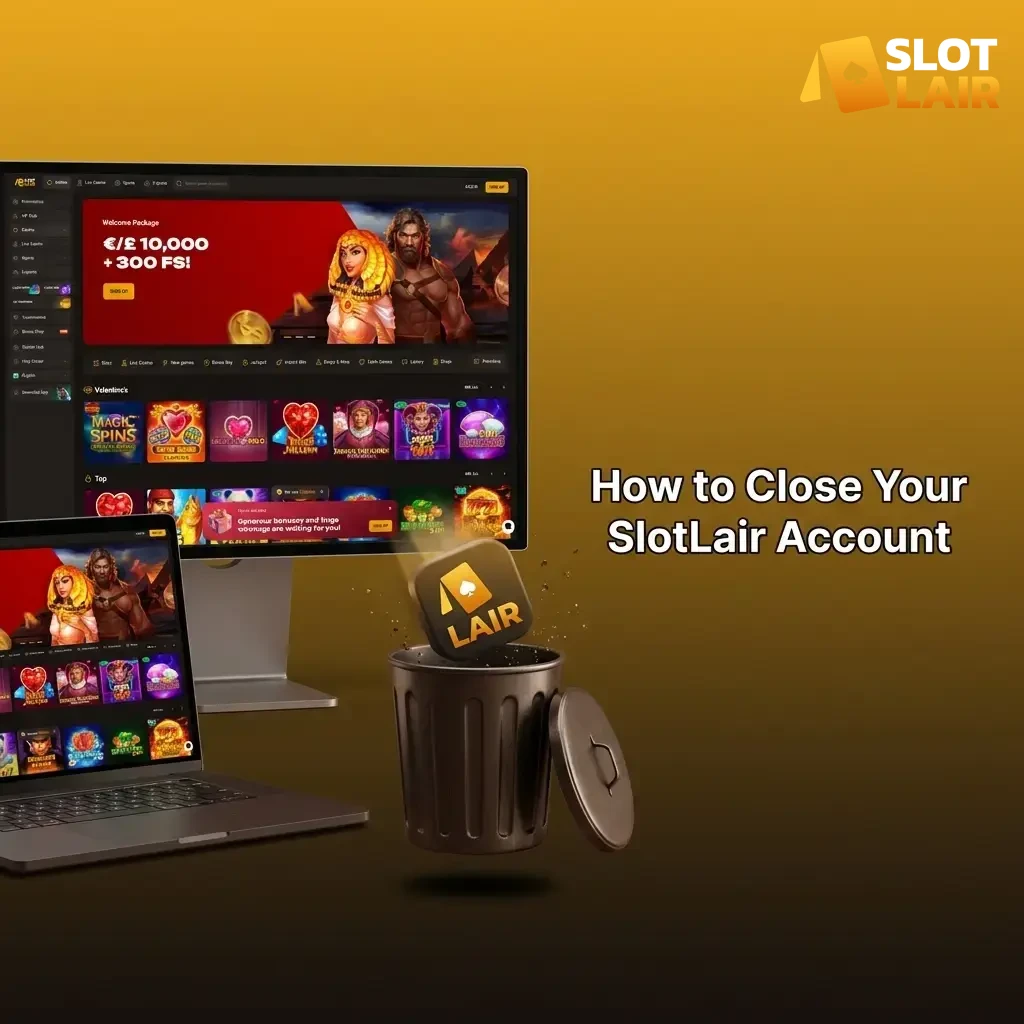 Close your SlotLair account through the personal settings menu.