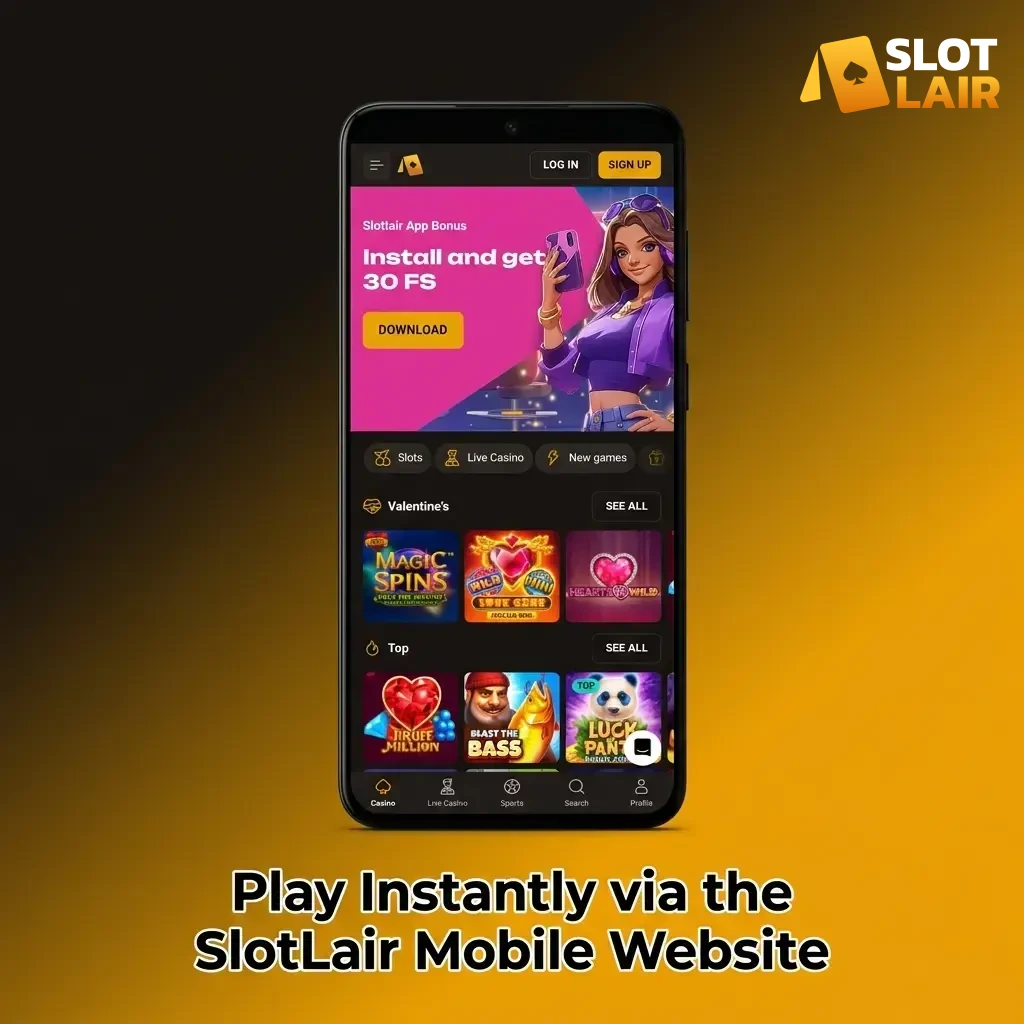 Play at SlotLair instantly on your mobile browser now.