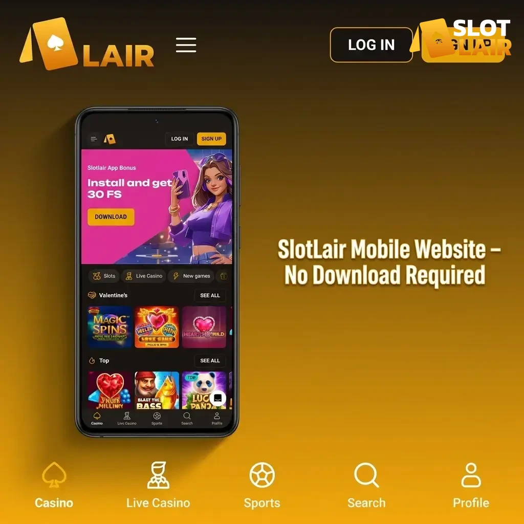 Use the SlotLair mobile website for instant play today.