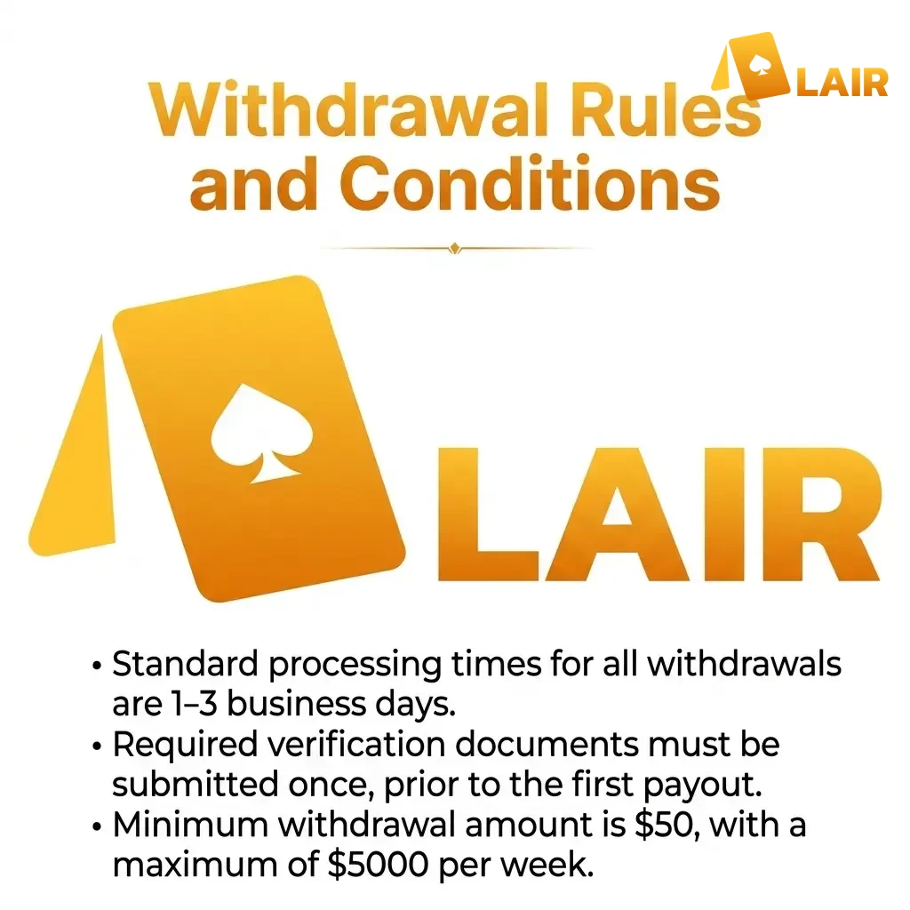 Review SlotLair withdrawal rules to ensure secure financial transfers.