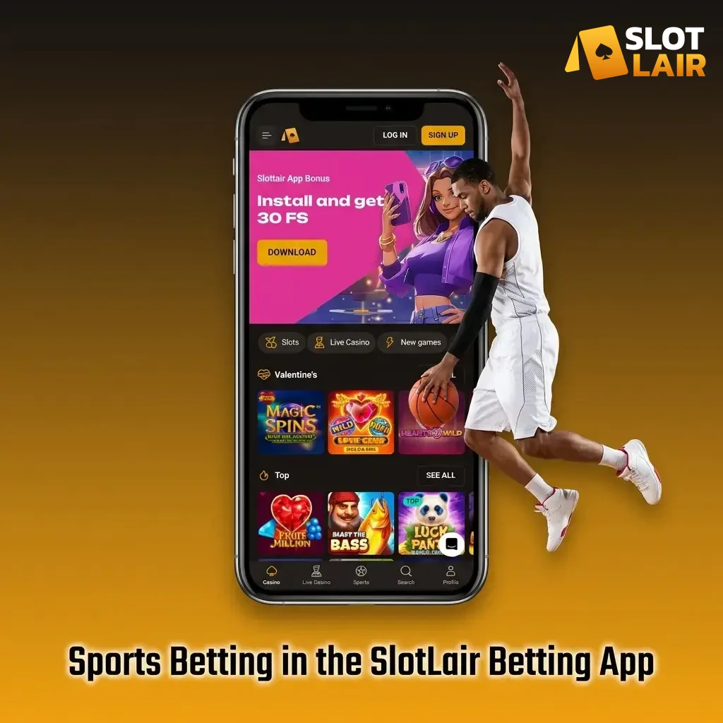 Watch live matches and bet on sports via SlotLair mobile.