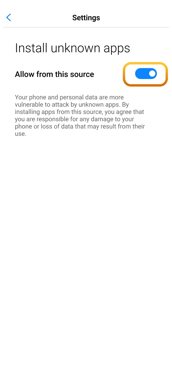 Enable unknown sources in settings to install SlotLair now.