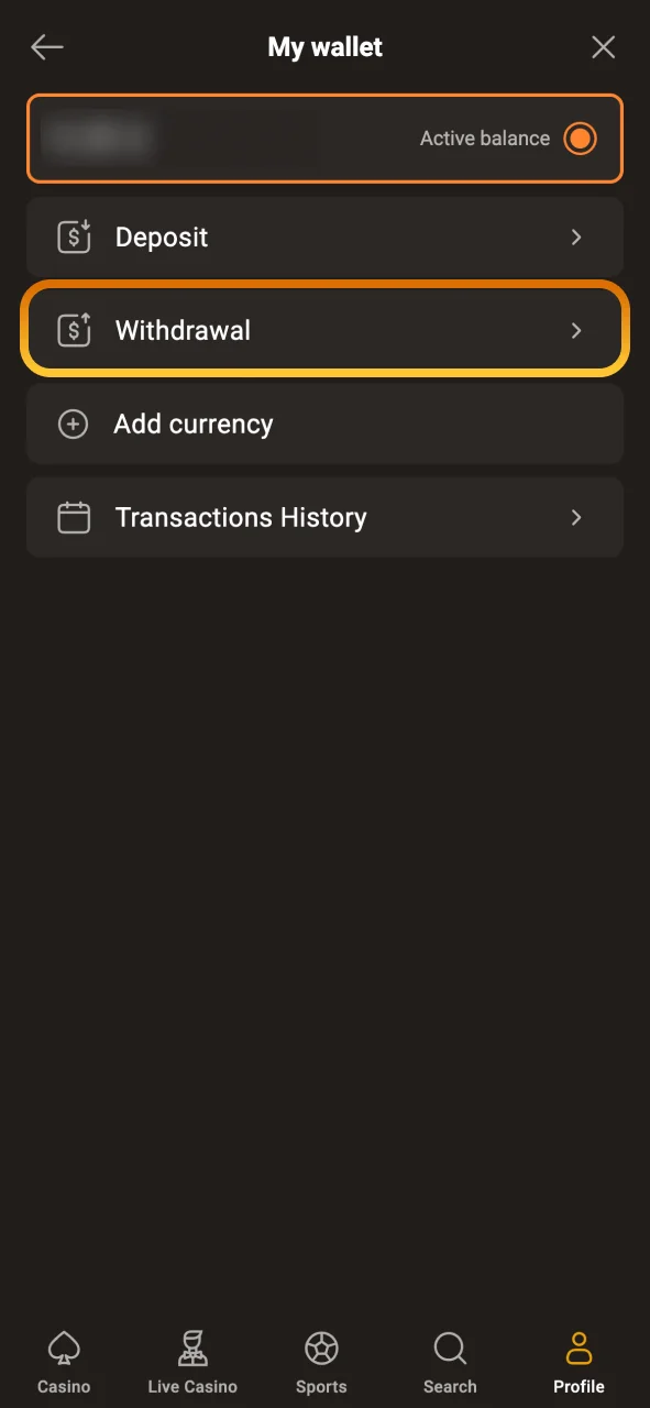 Go to the SlotLair cashier section to manage your withdrawals.
